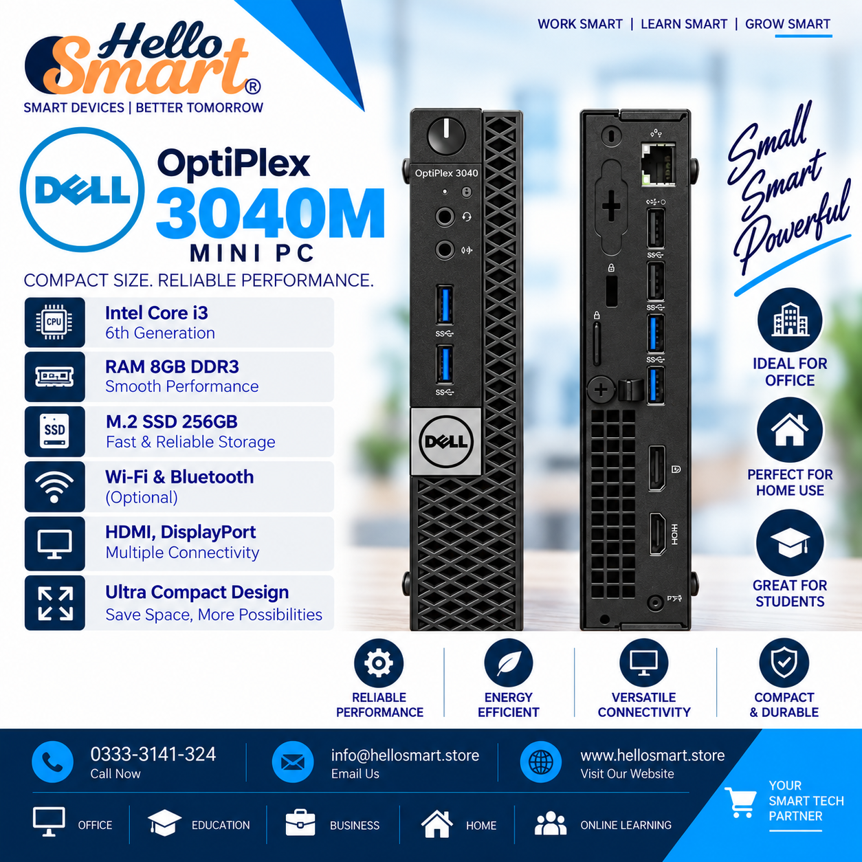 Dell 3040 I3 6Gen.jpg Dell 3040M i3 6Gen RAM 8GB SSD128 - Image 1