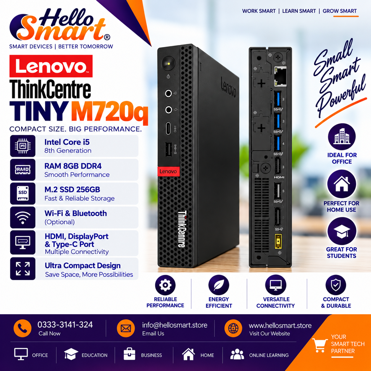 Lenovo M720 I5 8 Gen.jpg Lenovo M720q i5 8Gen RAM 8GB SSD 256GB - Image 1