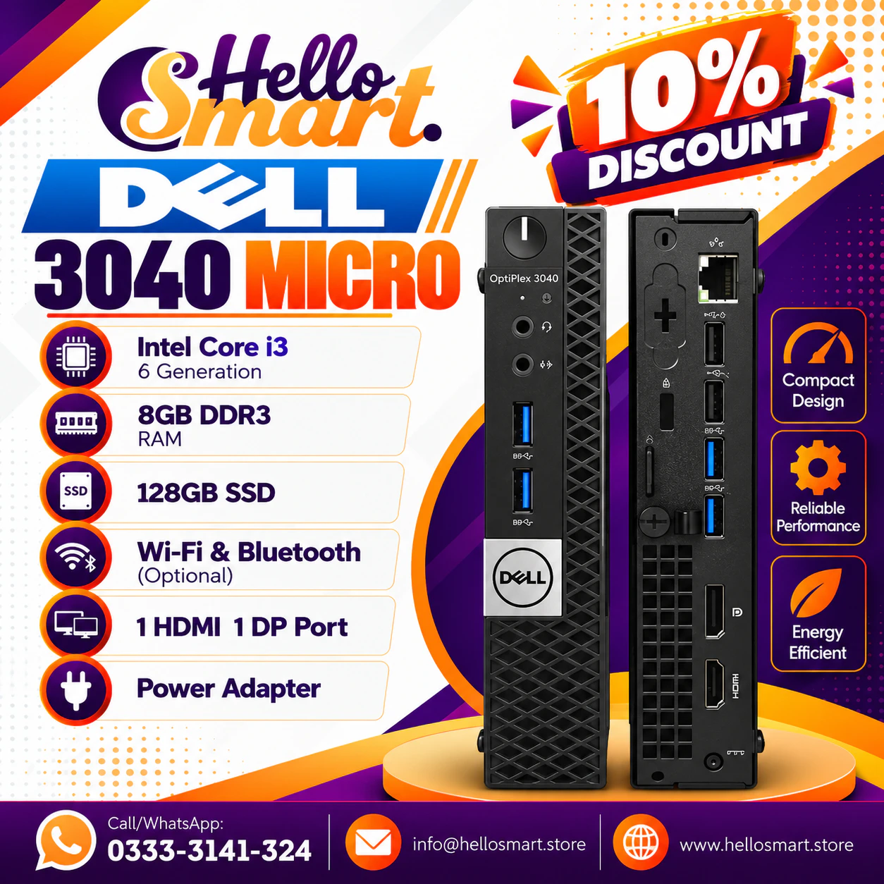 Dell 3040M I36 8128 Dell 3040M i3 6Gen RAM 8GB SSD 256GB - Image 1