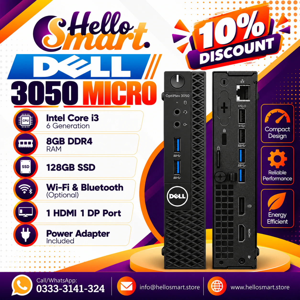 Dell 3050M I36 8128 Dell I3 6Gen RAM 8GB SSD 128GB - Image 1