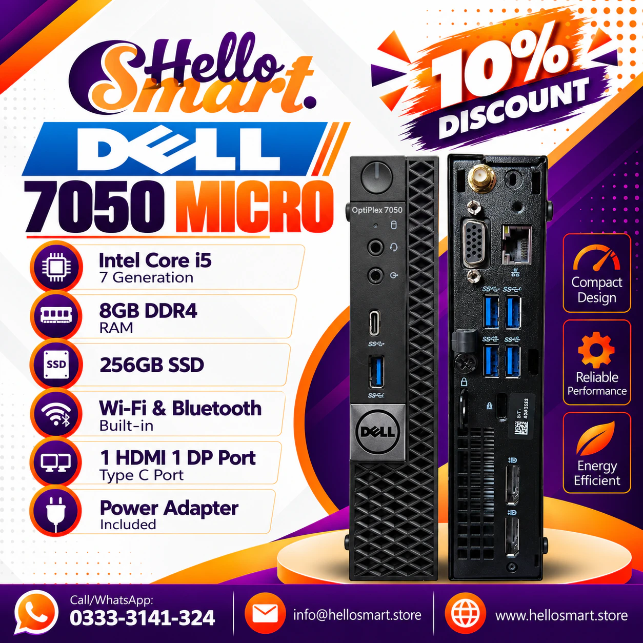 Dell 7050M I57 8256 Dell 7050M i5 7Gen RAM 8GB SSD 256GB - Image 1