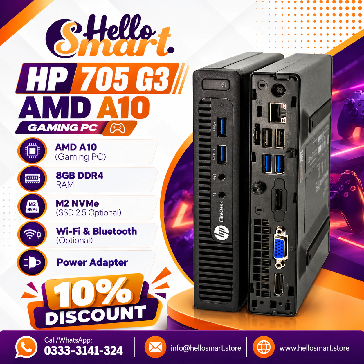 HP 705 G3 AMD A10 HP 705 G3 AMD A10 RAM 8GB SSD 256GB - Image 1