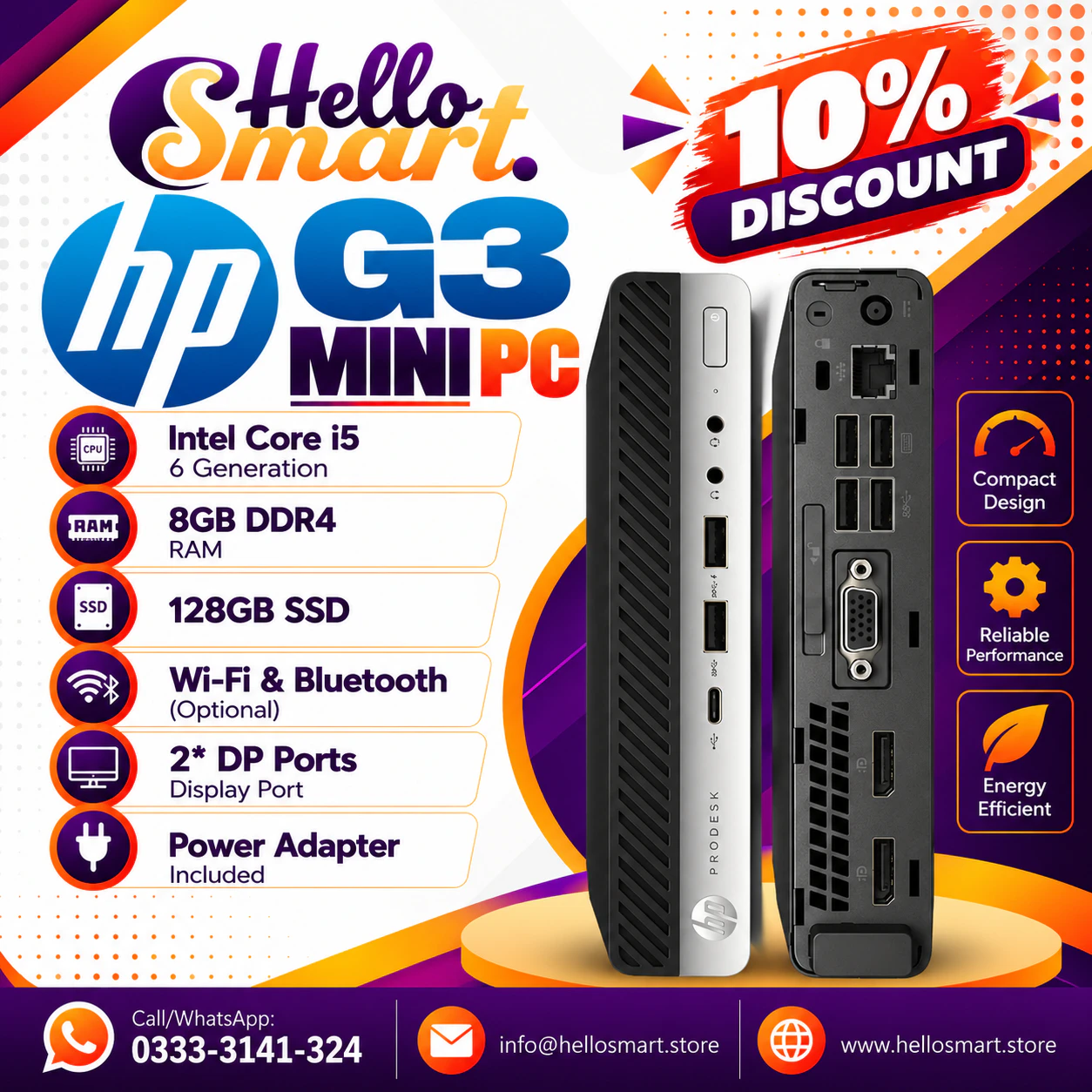 HP G3 I56 8128 HP I5 6Gen RAM 8GB SSD 128GB - Image 1