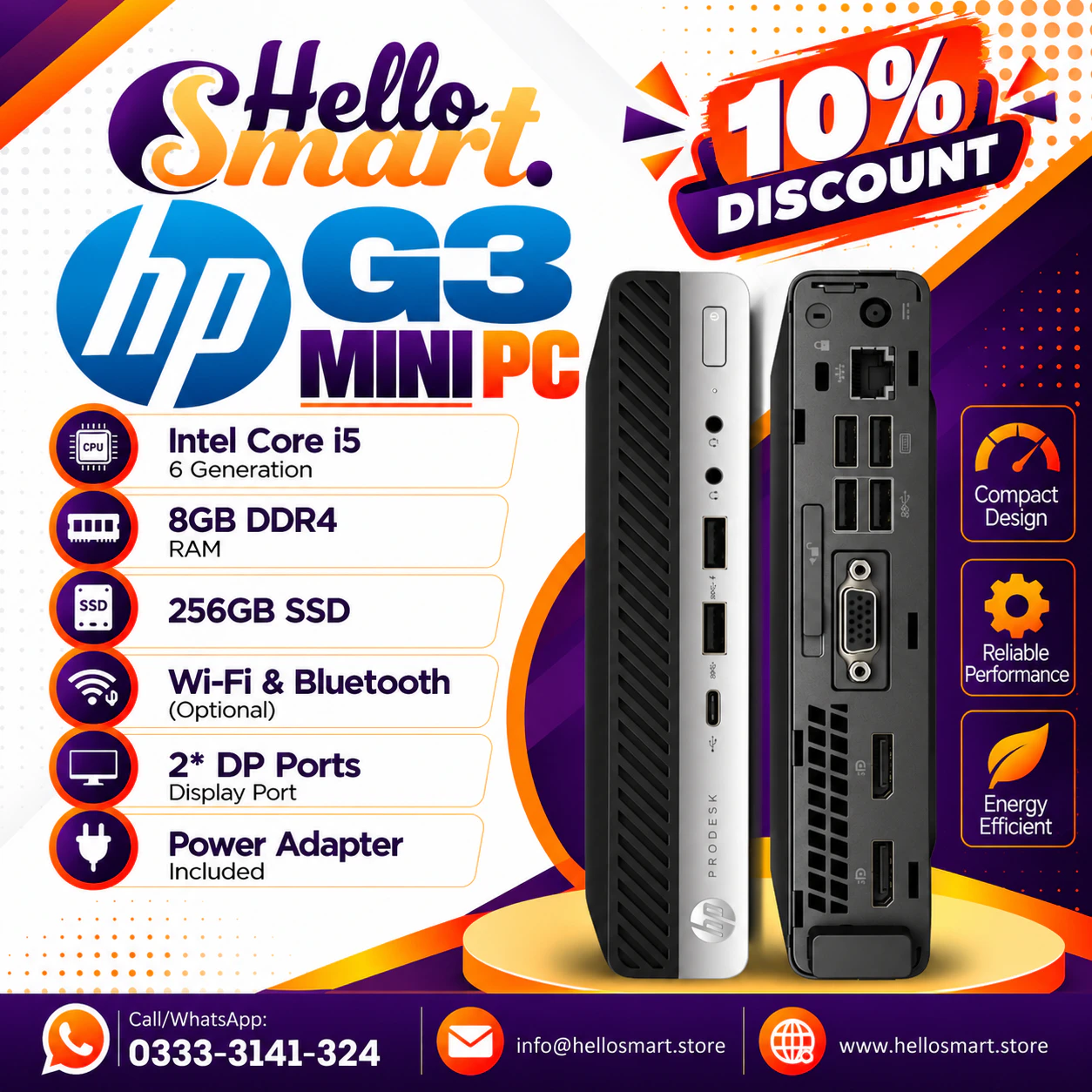 HP G3 I56 8256 HP I5 6Gen RAM 8GB SSD 256GB - Image 1
